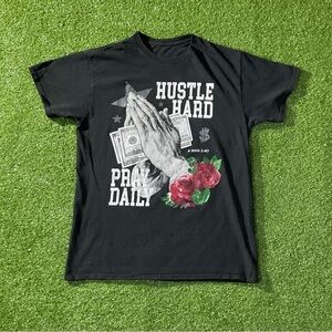 Vintage Skater Hustle Hard Black Graphic Tee